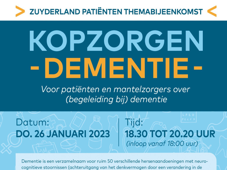 Themabijeenkomst Kopzorgen - dementie Zuyderland ziekenhuis